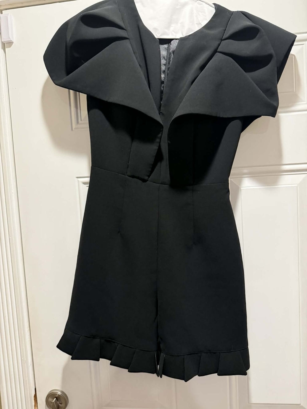 Jovani Black Structured Ruffle Romper